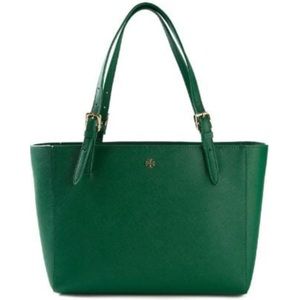 Tory Burch York  leather buckle York  tote green